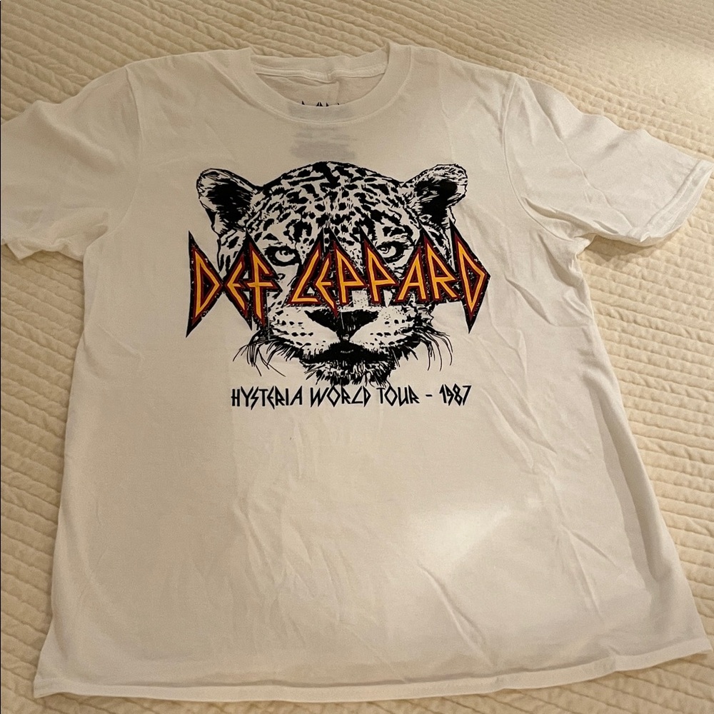 Def Leppard T Shirt White Size S Hysteria World Tour 1987 White Graphic T New